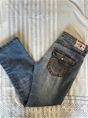 True Religion Joey Super T Low-Rise Bootcut Jeans w/Diamond Jewel Studs